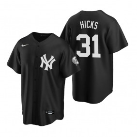 Men's New York Yankees Aaron Hicks Nike Black 2020 Replica Fashion Jersey