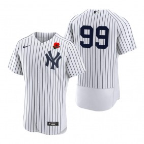 New York Yankees Aaron Judge Poppy Patch Authentic White Memorial Day Jersey