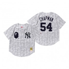New York Yankees Aroldis Chapman White BAPE x Mitchell & Ness Jersey