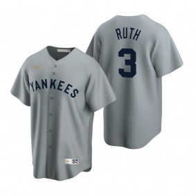 New York Yankees Babe Ruth Nike Gray Cooperstown Collection Road Jersey