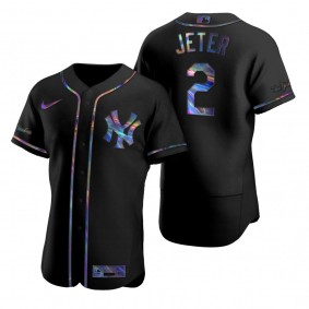 New York Yankees Derek Jeter Nike Black Authentic Holographic Golden Edition Jersey