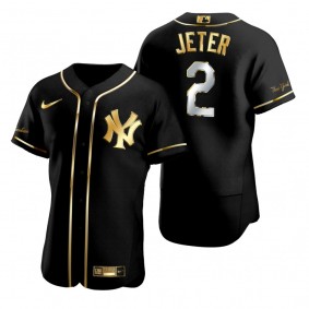 New York Yankees Derek Jeter Nike Black Golden Edition Authentic Jersey