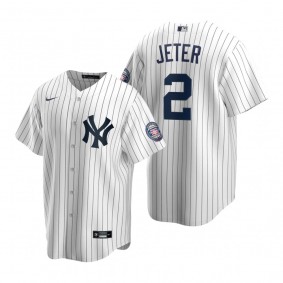 New York Yankees Derek Jeter Nike White Navy 2020 Hall of Fame Induction Replica Jersey
