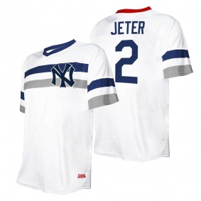 Derek Jeter New York Yankees Stitches White Cooperstown Collection V-Neck Jersey