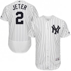 Male New York Yankees #2 Derek Jeter White Flexbase Collection Jersey