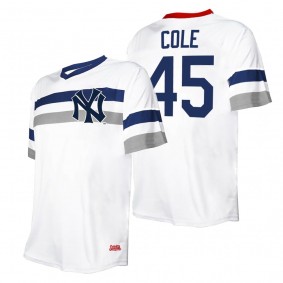 Gerrit Cole New York Yankees Stitches White Cooperstown Collection V-Neck Jersey