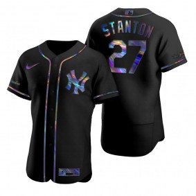 New York Yankees Giancarlo Stanton Nike Black Authentic Holographic Golden Edition Jersey