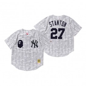 New York Yankees Giancarlo Stanton White BAPE x Mitchell & Ness Jersey