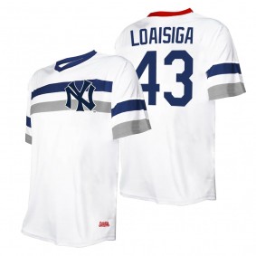 Jonathan Loaisiga New York Yankees Stitches White Cooperstown Collection V-Neck Jersey