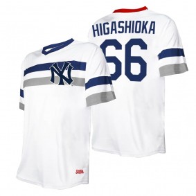 Kyle Higashioka New York Yankees Stitches White Cooperstown Collection V-Neck Jersey