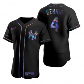 New York Yankees Lou Gehrig Nike Black Authentic Holographic Golden Edition Jersey