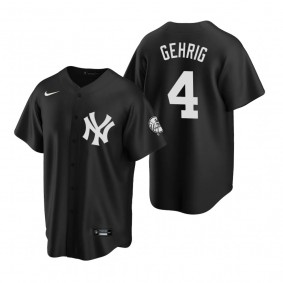 Men's New York Yankees Lou Gehrig Nike Black 2020 Replica Fashion Jersey