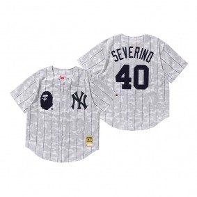 New York Yankees Luis Severino White BAPE x Mitchell & Ness Jersey