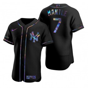 New York Yankees Mickey Mantle Nike Black Authentic Holographic Golden Edition Jersey