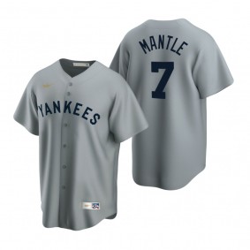 New York Yankees Mickey Mantle Nike Gray Cooperstown Collection Road Jersey