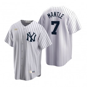 New York Yankees Mickey Mantle Nike White Cooperstown Collection Home Jersey