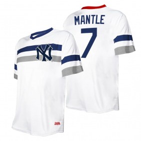 Mickey Mantle New York Yankees Stitches White Cooperstown Collection V-Neck Jersey
