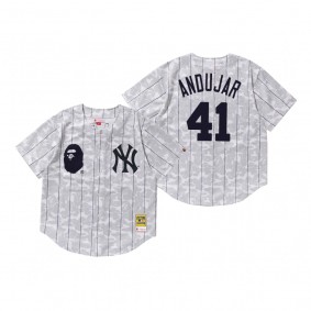 New York Yankees Miguel Andujar White BAPE x Mitchell & Ness Jersey