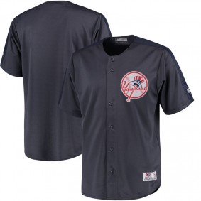Male New York Yankees Stitches Charcoal Button Down Hot Corner Polyester Jersey
