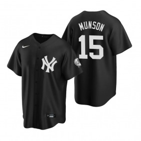 Men's New York Yankees Thurman Munson Nike Black 2020 Replica Fashion Jersey