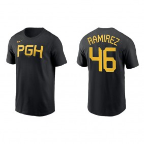 Yohan Ramirez Pittsburgh Pirates Black 2023 City Connect Wordmark T-Shirt