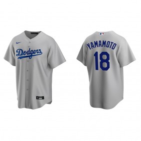 Men's Los Angeles Dodgers Yoshinobu Yamamoto Gray Alternate Replica Jersey