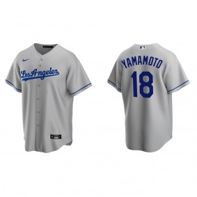 Men's Los Angeles Dodgers Yoshinobu Yamamoto Gray Road Replica Jersey