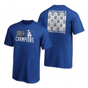 Youth Los Angeles Dodgers Royal 2020 World Series Champions Jersey Roster T-Shirt