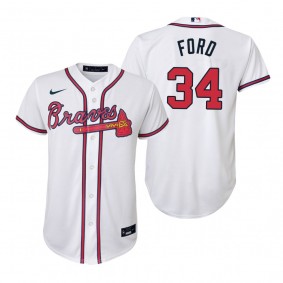 Youth Atlanta Braves Mike Ford White Replica Home Jersey