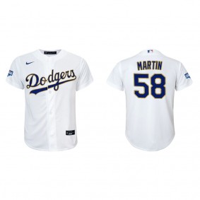 Youth Dodgers Chris Martin White Gold Gold Program Replica Jersey