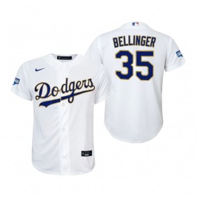 Youth Dodgers Cody Bellinger White Gold 2021 Gold Program Replica Jersey