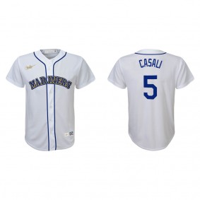 Youth Mariners Curt Casali White Cooperstown Collection Jersey