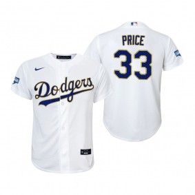 Youth Dodgers David Price White Gold 2021 Gold Program Replica Jersey