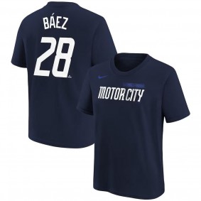 Youth Detroit Tigers Javier Baez Navy 2024 City Connect Name & Number T-Shirt