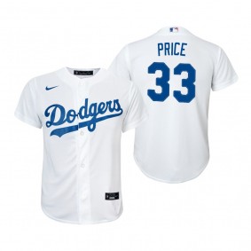 Youth Los Angeles Dodgers David Price Nike White Replica Home Jersey