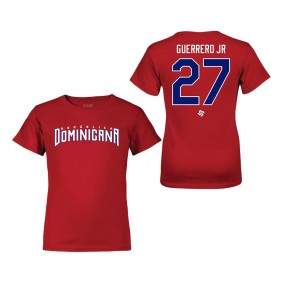 Youth Dominican Republic Baseball Vladimir Guerrero Jr. LEGENDS Red 2023 World Baseball Classic Name & Number T-Shirt