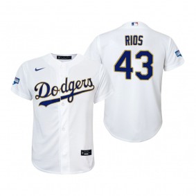 Youth Dodgers Edwin Rios White Gold 2021 Gold Program Replica Jersey
