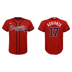 Youth Braves Ehire Adrianza Red Replica Alternate Jersey