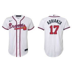Youth Braves Ehire Adrianza White Replica Home Jersey