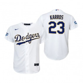 Youth Dodgers Eric Karros White Gold 2021 Gold Program Replica Jersey