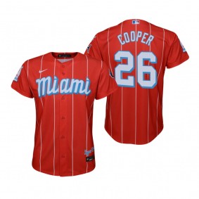 Youth Miami Marlins Garrett Cooper Nike Red 2021 City Connect Replica Jersey