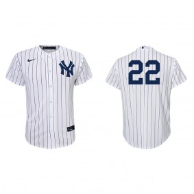Youth Yankees Harrison Bader White Navy Replica Home Jersey