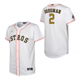Youth Houston Astros Alex Bregman White Gold 2023 Gold Collection Replica Player Jersey