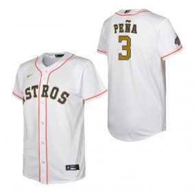 Youth Houston Astros Jeremy Pena White Gold 2023 Gold Collection Replica Player Jersey