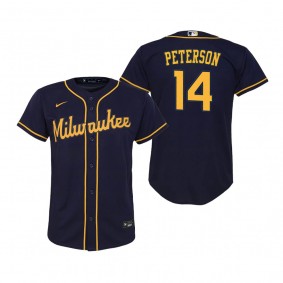 Youth Milwaukee Brewers Jace Peterson Nike Navy Replica Jersey