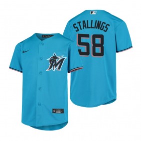 Youth Miami Marlins Jacob Stallings Nike Blue Replica Jersey