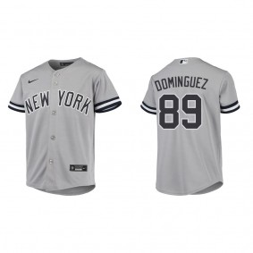 Youth Jasson Dominguez New York Yankees Gray Replica Road Jersey