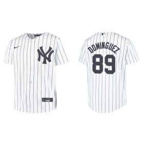 Youth Jasson Dominguez New York Yankees White Replica Home Jersey