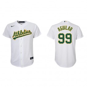 Youth Jesus Aguilar Oakland Athletics White Replica Home Jersey