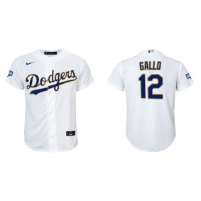Youth Dodgers Joey Gallo White Gold Gold Program Replica Jersey